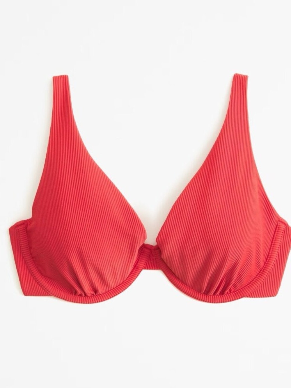 Abercrombie & Fitch Curve Love Ribbed Underwire Bikini Top Red XL